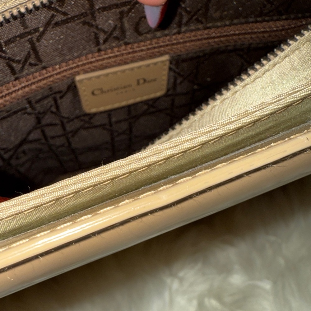 CHRISTIAN DIOR- Authentic 🍀EUC! LADY DIOR!! Beige Top Handle Bag - Picture 13 of 15
